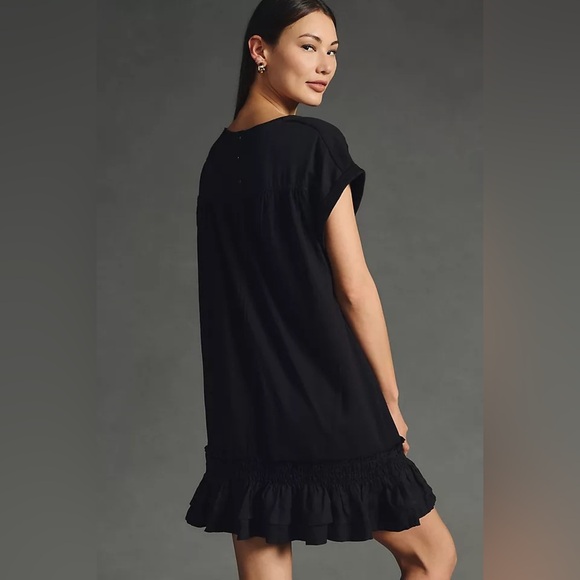 Anthropologie Daily Practice Ruffle-Hem Mini Dress black size S - Picture 7 of 7